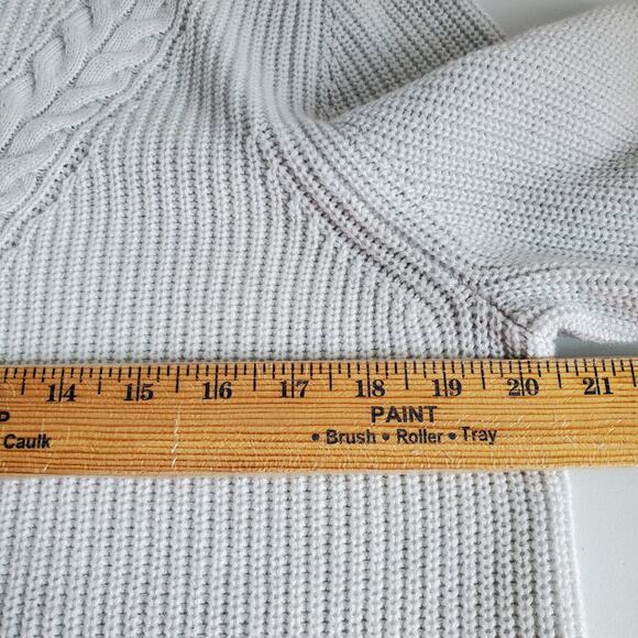 Talbots Plus Women Cableknit Shaker Stitch Sweater Ice Blue 1X Cozy Soft Stretch - Picture 7 of 10